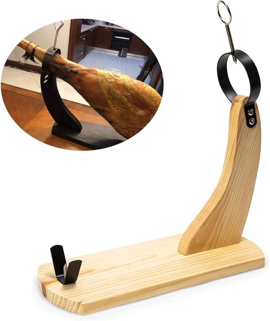 Ceruzo Ham Holder - Support à jambon en bois avec métal - Jambon espagnol 4-9 kg - 40x19x36 cm