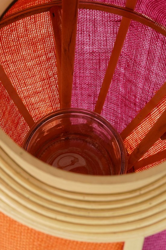 Mica Decorations Lanterne Roger - H45 x Ø32 cm - Jute - Fuchsia, Orange