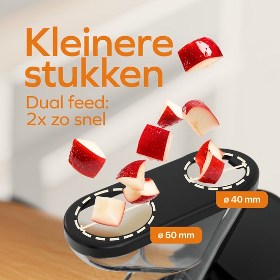 KitchenBrothers Slowjuicer - Mini presse-agrumes - Presse-légumes et fruits - Alimentation 40 mm et 50 mm - 400 ml - Noir