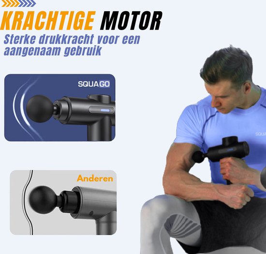 Squago Massage Gun professional - 32 positions - 10 accessoires - Appareil de massage compact - Pistolet de massage - Pistolet de massage
