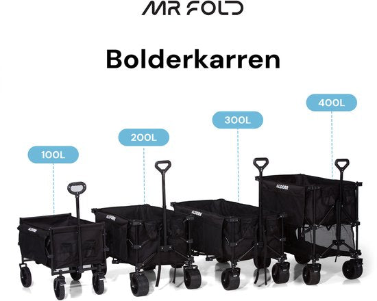Mr Fold Bolderkar - XXL - pliable - 300L - capacité de transport 150KG - noir - garantie 5 ans