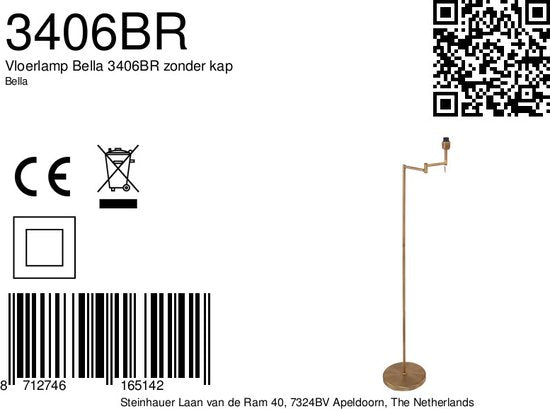 Mexlite lampadaire Bella - bronze - métal - 45 cm - douille E27 - 3406BR