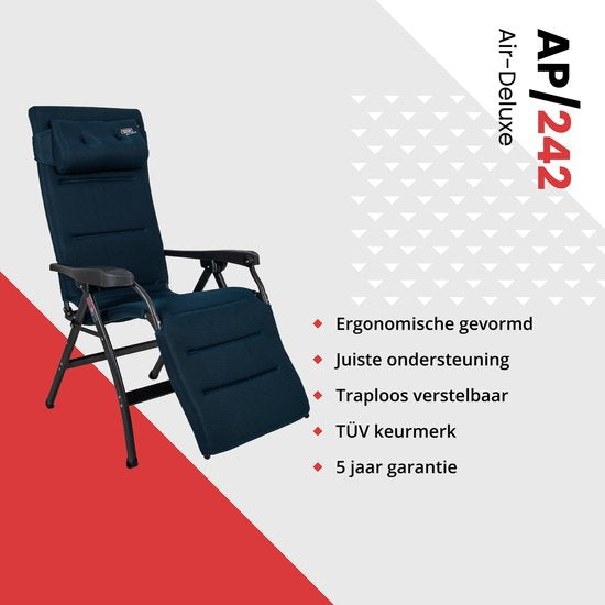 Crespo Relaxchair - AP/242 - Air-Deluxe - Ergonomique et pliable - Avec oreiller - Bleu