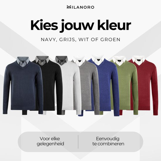 Milanoro - Pull homme à col chemise - Gris foncé - S
