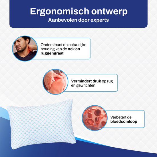 Oreiller réglable Sleeptight - 70 x 50 x 16 cm - Oreiller ergonomique en mousse à mémoire de forme pour les dormeurs latéraux