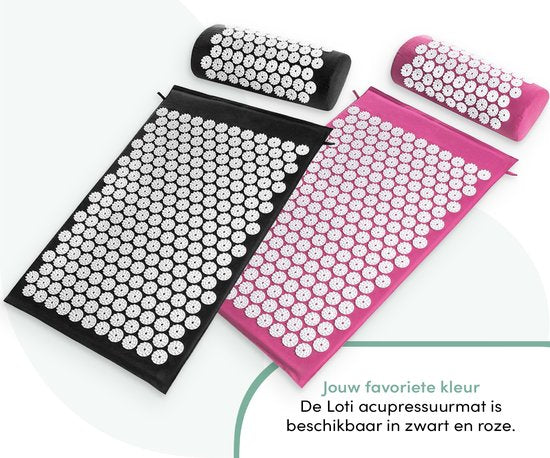 Loti Nail Mat with Nail Cushion - Black/White - Tapis d'acupression - Lit d'ongle - Coussin d'acupuncture - Massage Shakti - Sac de transport inclus