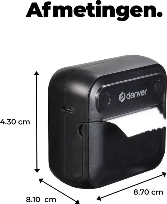 Denver Mini Pocket Printer - Imprimante d'autocollants - Papier thermique - Bluetooth - Imprimante photo mobile - MBP32B