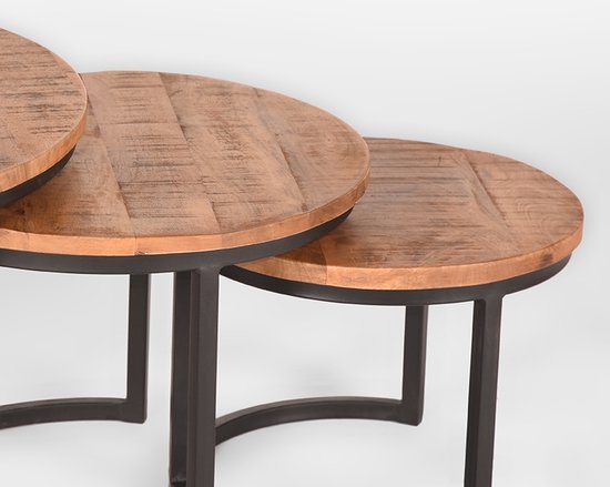 Set Triplet Table basse LABEL51- Naturel - 60 cm - Rond - Bois