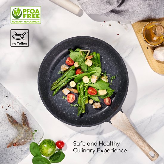 Just Perfecto 15 Piece Induction Cookware Set - Black Cookware Set With Lid For Gas and Induction - PFAS free - Cold grips
