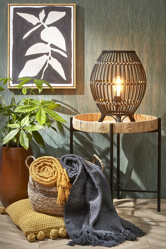 Mica Decorations Table d'appoint Kaj - H51 x Ø45 cm - Rotin - Brun