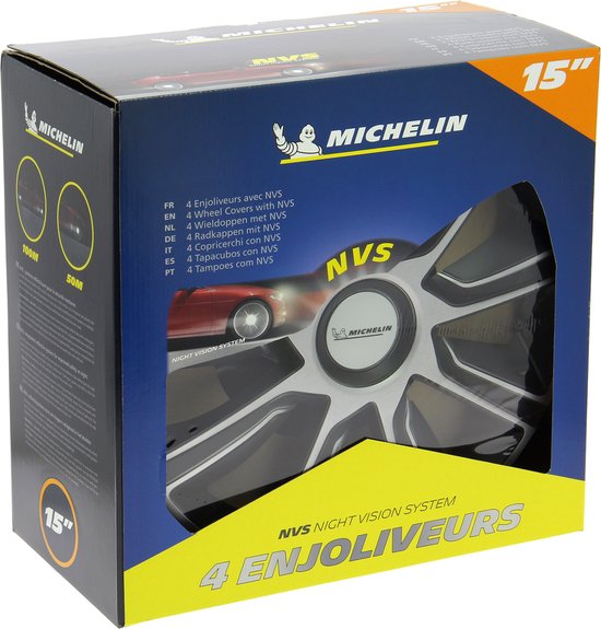 Enjoliveurs Michelin 15 pouces - argent/noir - 4 pièces
