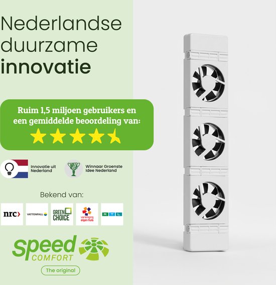 SpeedComfort Radiator Fan Expansion Set - Efficacité énergétique - Réchauffe deux fois plus vite - Jusqu'à 22% d'économie d'énergie - Simple à installer - Silencieux - Produit hollandais - Blanc
