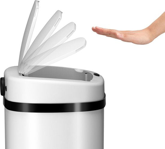 Poubelle automatique / Poubelle à déchets / Poubelle à détecteur - 70 litres - Blanc - Rectangle