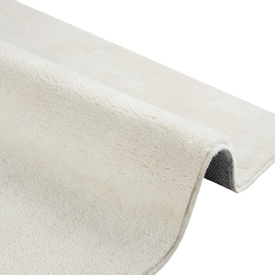 tectake® Tapis à poils courts - 120 x 170 cm - Crème - Tapis pour le salon, la chambre à coucher, la salle à manger - Facile d'entretien et lavable - Sous-couche antidérapante - Antiallergique - Diverses tailles et couleurs