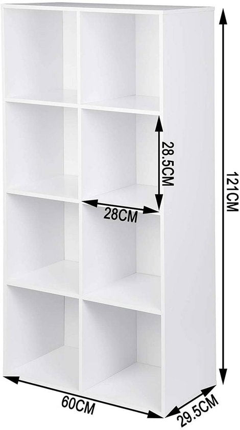 Woltu bibliothèque huit compartiments - 60 x 121 x 29,5 cm - MDF blanc - modulaire - moderne