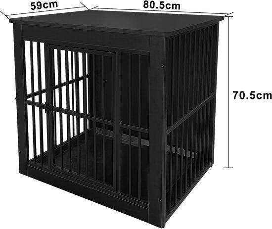 Cage pour chien - Banc pour chien - banc pour chiens de petite et moyenne taille - cage pour chien - pour l'intérieur - avec plateau hygiénique pour la cage - 80,5 cm x 59 cm x 70 cm