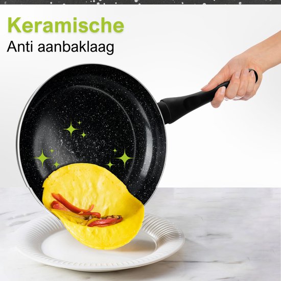 CeraFusion Ceramic Pan Set 3-piece - Poêle à frire 20, 24 & 28 cm - Poêles à frire - Set de poêles à frire - Poêles à induction - Poêle - Sans PFAS