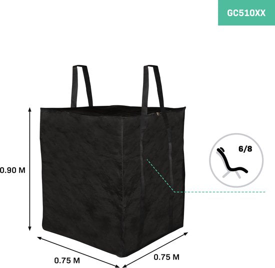 Sac de rangement premium - VONROC - pour coussins de salon/jardin - 75x75x90cm - Pour 6 à 8 coussins - Noir