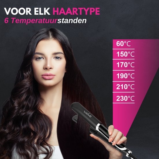 VAIVE Lisseurs - 2 en 1 - Lisser et Boucler - Céramique - 60ºC - 230ºC - Fer à friser
