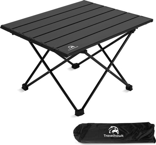 Travelhawk Table de camping pliable - Table de camping pliable - Table de camping - Table de camping légère - Table de pique-nique pour enfants - Noir - 56x40x40cm - Medium