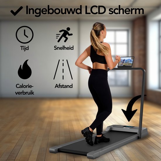 Tapis de course Brixy pour la maison - Bluetooth - 1-10 km/h - pliable - 120 x 53 x 12 cm - Anthracite