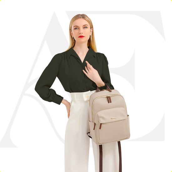 Aramae® - Sac à dos femme - Sacoche pour ordinateur portable 15,6 pouces - Sac à dos femme - Sac à dos fille - Sac à dos beige - Sac d'école