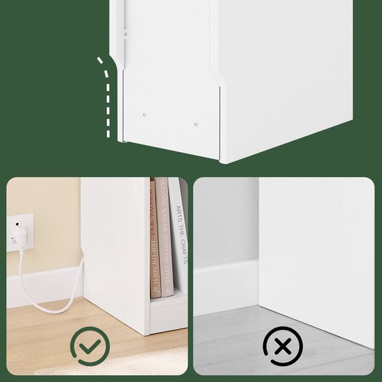 SoBuy Table de nuit mince avec station de charge, table d'appoint étroite avec prise standard, port USB et port Type-C pour chambre et salon, L20 x P35 x H60 cm, blanc, FBT111-E-WN