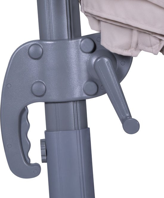 VONROC Premium Floating Parasol Bardolino Ø300cm - Base en croix et housse de protection incluses - Parasol rond - Orientable sur 360° - Inclinable - Toile résistante aux UV - Beige