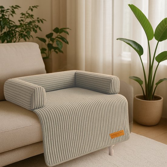 By Cee Cee Original Dog Rug Bench - Panier pour chien - Premium - Entièrement zippé - Tissu côtelé - Mocha Taupe - 90x90 - Taille M