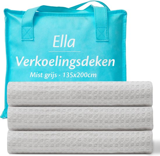 Ella® Couverture rafraîchissante 135x200 cm - 100% Bio-Tencel - Couverture auto-refroidissante - Couverture rafraîchissante - Couette d'été - Gris brumeux