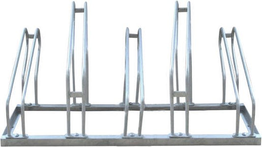 BRASQ Porte-vélos pour 5 vélos - Support pour vélos - Support pour vélos - Support pour vélos pour le sol Comprend le matériel de fixation - Argent