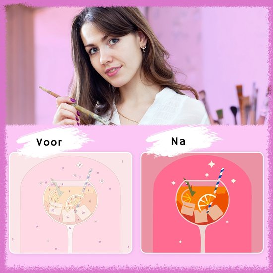 Rubye® Mini peinture sur chiffres - 2 pièces - Adultes - Peinture sur chiffres Enfants - Set - Cocktails - 15x20cm