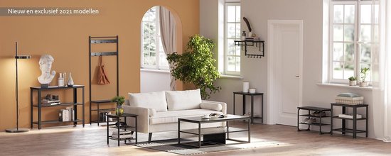 O'DADDY® Table murale - Table d'appoint industrielle - avec 2 étagères en filet - Table d'appoint 60x30x60 cm - Table de salle - couleur noir/gris foncé