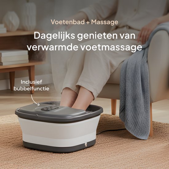 Bain de pieds Brixy - Rouleaux de massage manuels - Chauffe jusqu'à 45°C - Appareil de massage des pieds - Bain de pieds avec massage - Noir