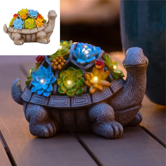 Gadgy Lampe solaire de jardin tortue - Lampe solaire de jardin - Lampe solaire de table - Lampe d'extérieur Statue de jardin - Lanterne de jardin avec capteur jour/nuit - Eclairage pour l'extérieur - Lanterne de jardin