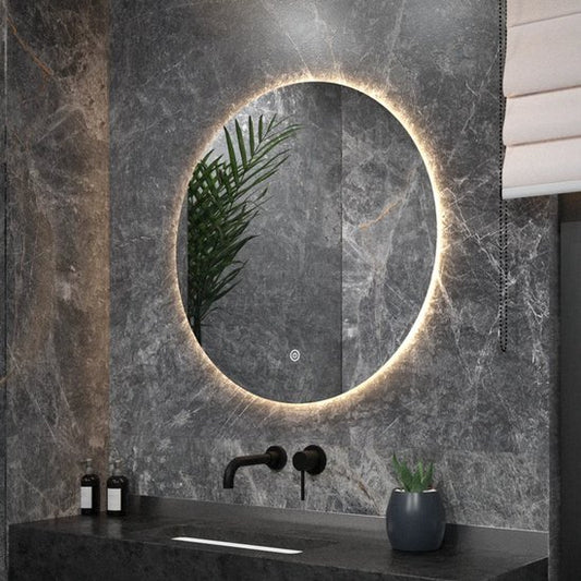 Mirlux Miroir de salle de bain - Rond 60 cm - Eclairage et chauffage LED - Miroir de douche anti-buée - Sans cadre