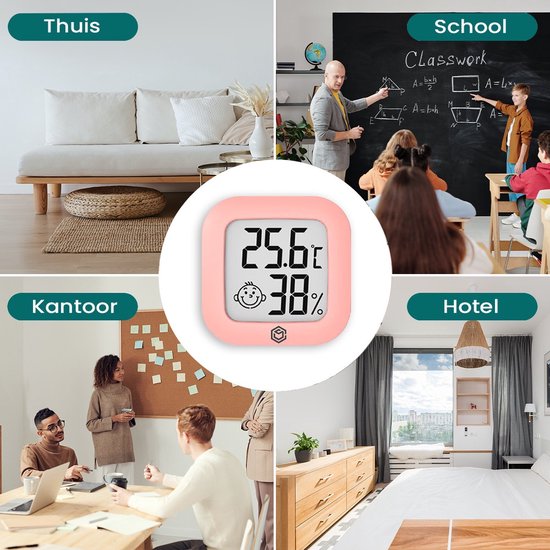 Ease Electronicz Hygromètre - Station météo - Humidimètre - Thermomètre pour l'intérieur - Pile et bande adhésive incluses