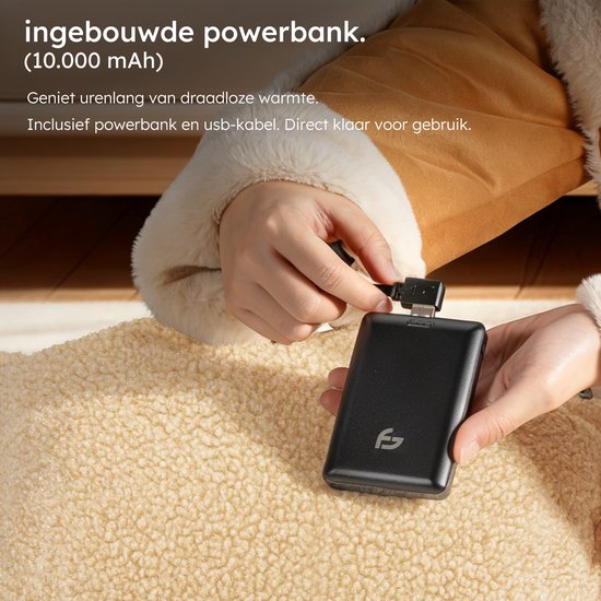 Coussin chauffant - 3 niveaux de chaleur - Coussin chauffant rechargeable - 10k mAh - Sans fil - Coussin chauffant - 40x40 cm - Teddy Beige - Saaf Comfort