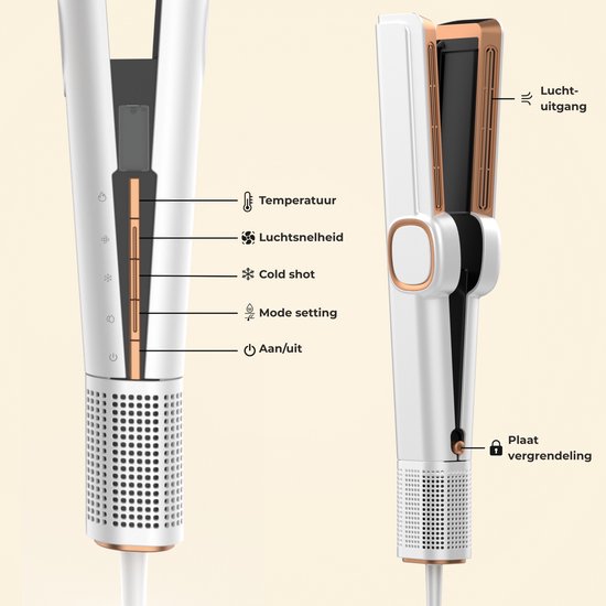 Largolash Hairstrait Straightener Wet-to-Dry - 2 in 1 - Airstraight - Dupe - Hair dryer & Straightener - Coldshot - 80ºC to 140ºC