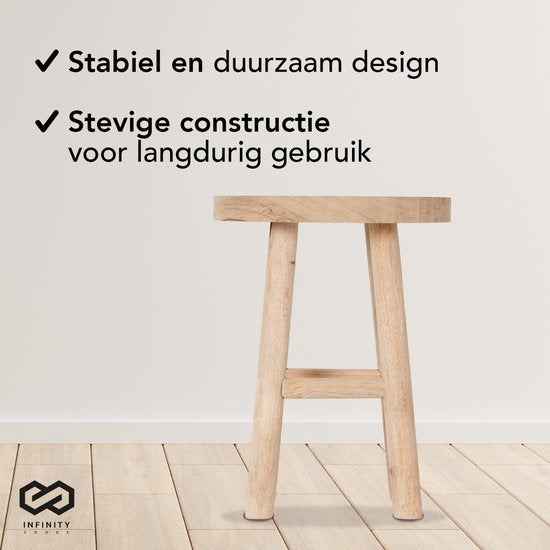 Infinity Goods Stool Bois - Teck - Table d'appoint - Tabouret - Table à plantes - Marchepied - Jusqu'à 150 kg - Marron