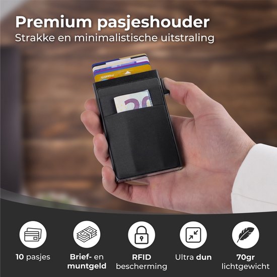 Nuvance - Porte-cartes extensible - Protection RFID - Porte-cartes pour hommes et femmes - Porte-cartes - Porte-cartes de crédit - Noir