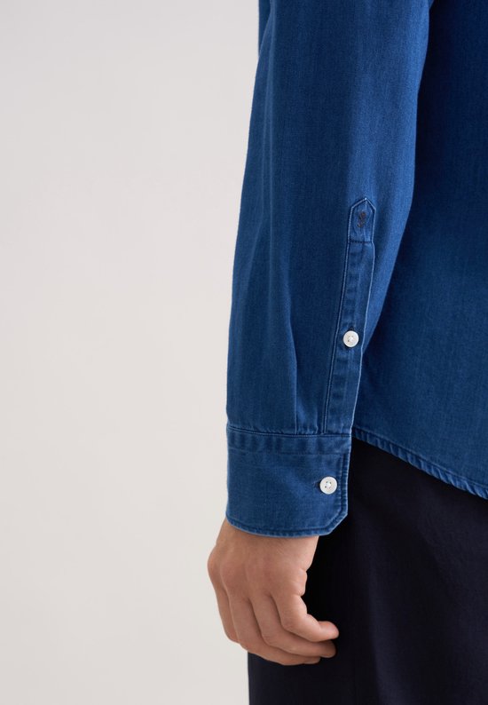Chemise Seidensticker regular fit - sergé - bleu - sans repassage - Taille du cordon : 42