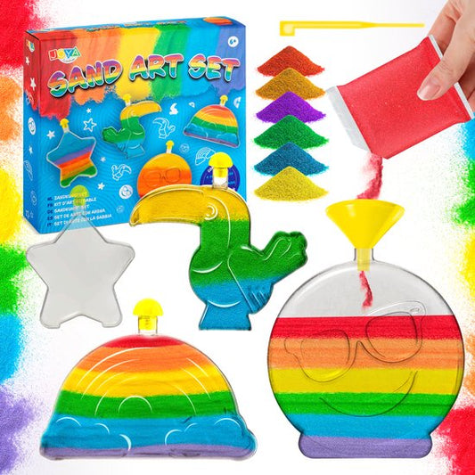 Jeux de sable pour enfants JOYA CREATIVE - Sable coloré avec 4 flacons amusants - Loisirs créatifs filles 6 ans