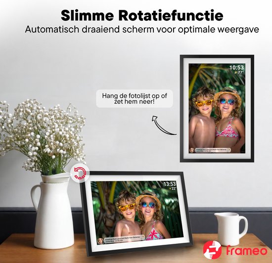 Cadre photo numérique Denver 10,1 pouces - HD - Frameo App - Cadre photo - WiFi - écran tactile IPS - 16 Go - PFF1016