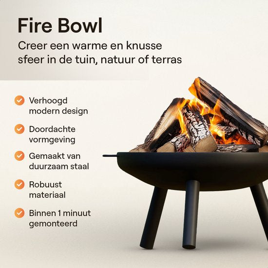 Flowsense Bol à feu - Brasero d'extérieur - Cheminée de jardin - Cheminée d'ambiance - Pour jardin et terrasse - Acier - Ø 58 cm