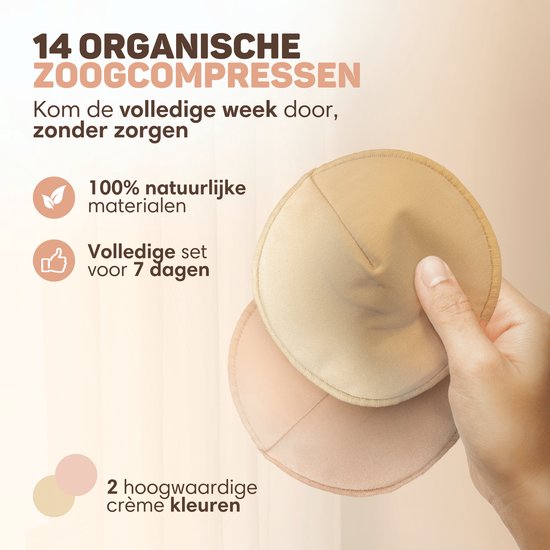 Vulpes Goods® BabyCare - Coussinets d'allaitement lavables - Bio - 14 coussinets - Coupe B à D - Lavables - Naturels - Respectueux de l'environnement - Sac de lavage et pochette de rangement inclus