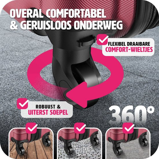 tectake® - Ensemble de valises à coque dure 4 pièces - Ensemble de valises de voyage à roulettes - ABS - Poignée télescopique et serrure - Pèse-bagages inclus - Tailles des trolleys S-M-L-XL - Rouge