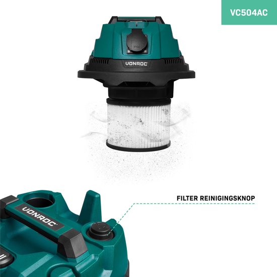 VONROC Aspirateur eau et poussière / Aspirateur - 1400W - Mise en marche automatique - Fonction soufflage - Réservoir inox 20L - Flexible 3m - Câble d'alimentation 6m
