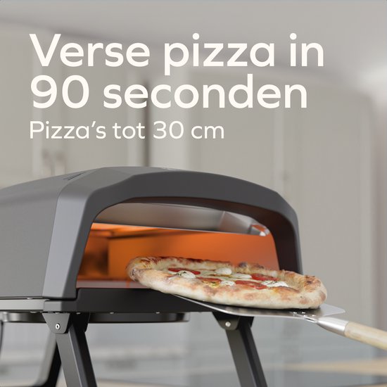 KitchenBrothers Four à Pizza - Electrique - Modèle de table - Sans PFAS - Pliable - Pierre à pizza - Pizzeria - Four à pizza pour l'extérieur et l'intérieur - Noir/Gris