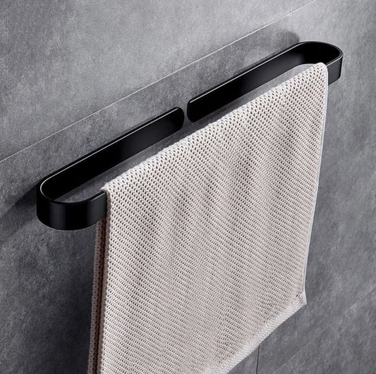 Happy Goods Porte-Serviettes Salle de Bain 60 cm - Porte-Serviettes Noir - Sans Perçage / Auto-Adhésif - Porte-Serviettes Cuisine - Porte-Serviettes Salle de Bain - Porte-Serviettes - Porte-Serviettes